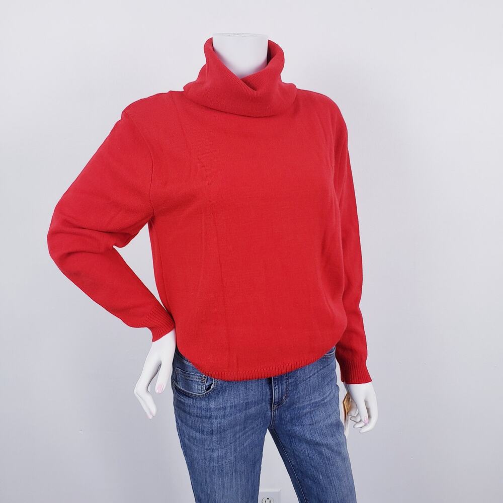 Vintage Pendleton 100% Virgin Wool Red Turtleneck Sweater 1980's Size Large NWT